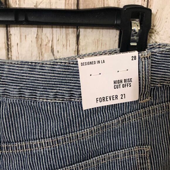 Forever 21 Pinstripe High Rise Cut Offs - Picture 2 of 3